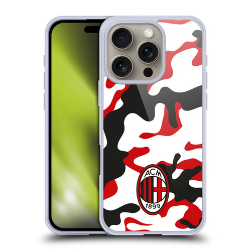 AC Milan Crest Patterns Camouflage Soft Gel Case for Apple iPhone 16 Pro & MagSafe
