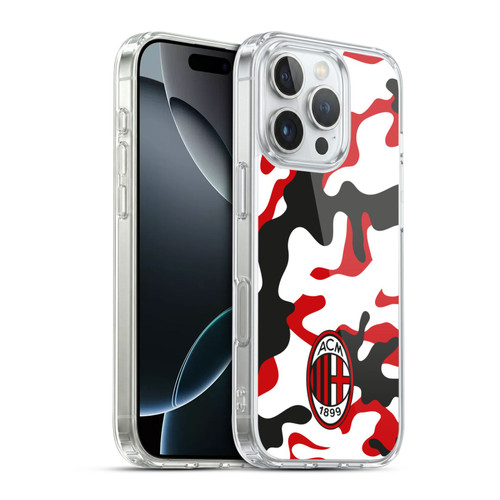 AC Milan Crest Patterns Camouflage Soft Gel Case for Apple iPhone 16 Pro & MagSafe