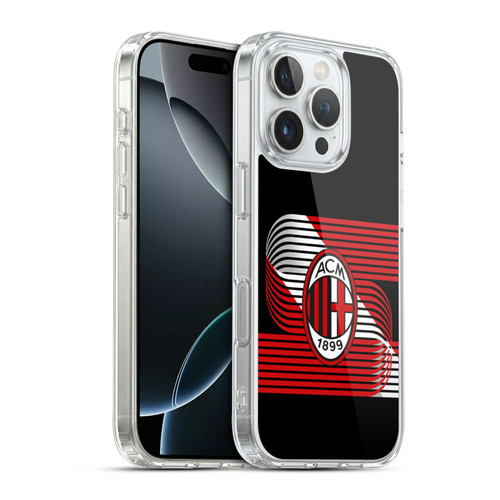 AC Milan Crest Patterns Diagonal Soft Gel Case for Apple iPhone 16 Pro & MagSafe