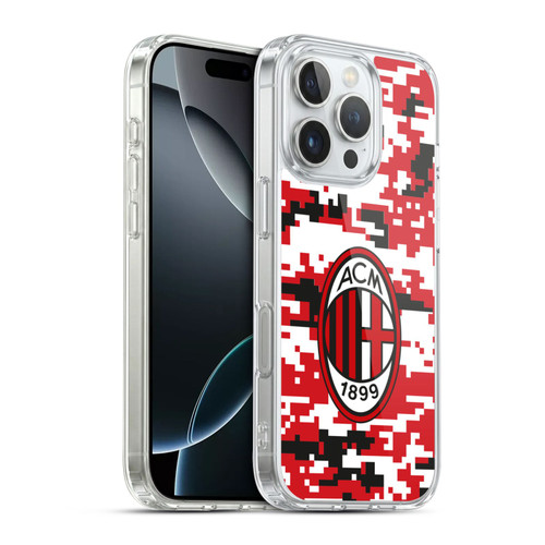 AC Milan Crest Patterns Digital Camouflage Soft Gel Case for Apple iPhone 16 Pro & MagSafe