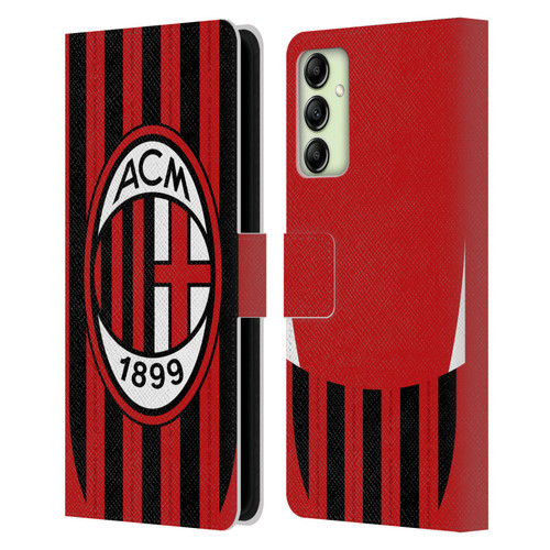 AC Milan 2024/25 Crest Kit Home Leather Book Wallet Case Cover For Samsung Galaxy A14 5G