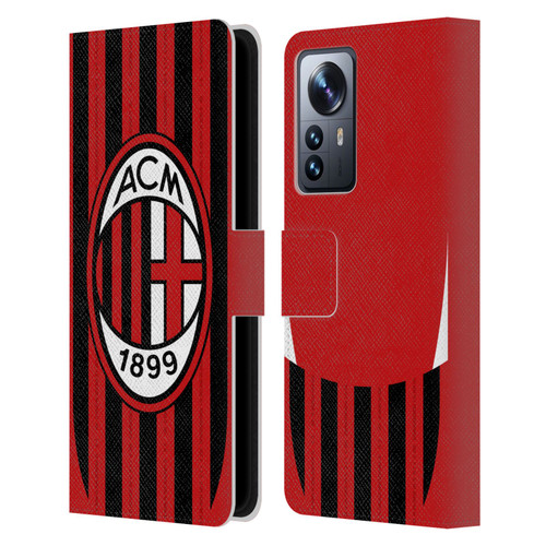 AC Milan 2024/25 Crest Kit Home Leather Book Wallet Case Cover For Xiaomi 12 Pro