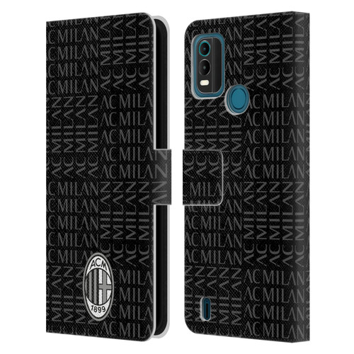 AC Milan Crest Patterns Black And Grey Leather Book Wallet Case Cover For Nokia G11 Plus