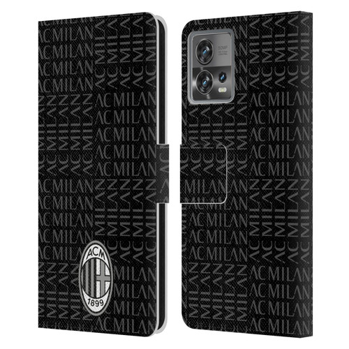AC Milan Crest Patterns Black And Grey Leather Book Wallet Case Cover For Motorola Moto Edge 30 Fusion