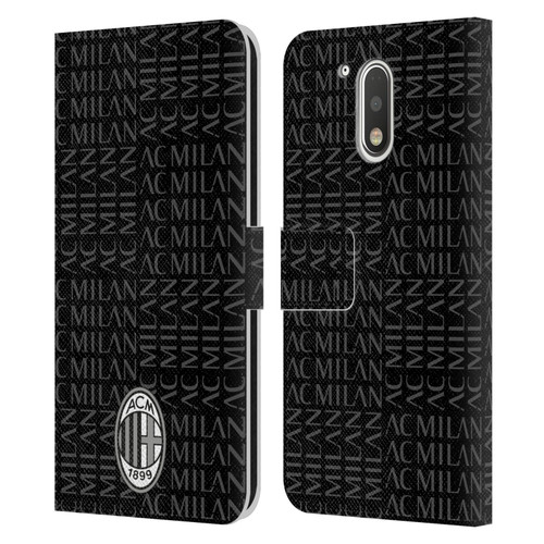 AC Milan Crest Patterns Black And Grey Leather Book Wallet Case Cover For Motorola Moto G41
