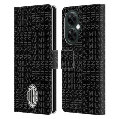 AC Milan Crest Patterns Black And Grey Leather Book Wallet Case Cover For OnePlus Nord CE 3 Lite 5G