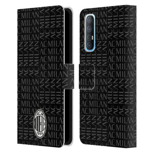 AC Milan Crest Patterns Black And Grey Leather Book Wallet Case Cover For OPPO Find X2 Neo 5G