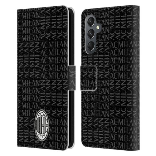 AC Milan Crest Patterns Black And Grey Leather Book Wallet Case Cover For Samsung Galaxy A25 5G