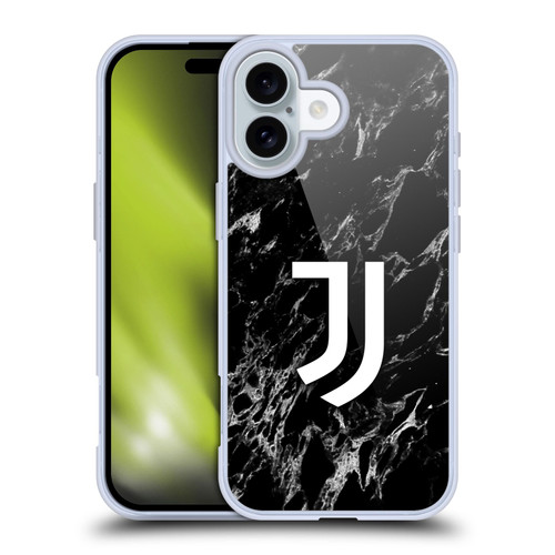 Juventus Football Club Marble Black Soft Gel Case for Apple iPhone 16