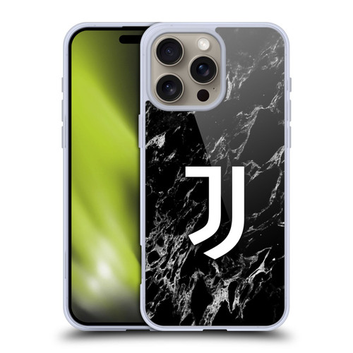 Juventus Football Club Marble Black Soft Gel Case for Apple iPhone 16 Pro Max