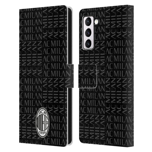 AC Milan Crest Patterns Black And Grey Leather Book Wallet Case Cover For Samsung Galaxy S21+ 5G