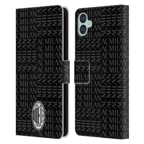 AC Milan Crest Patterns Black And Grey Leather Book Wallet Case Cover For Samsung Galaxy M04 5G / A04e