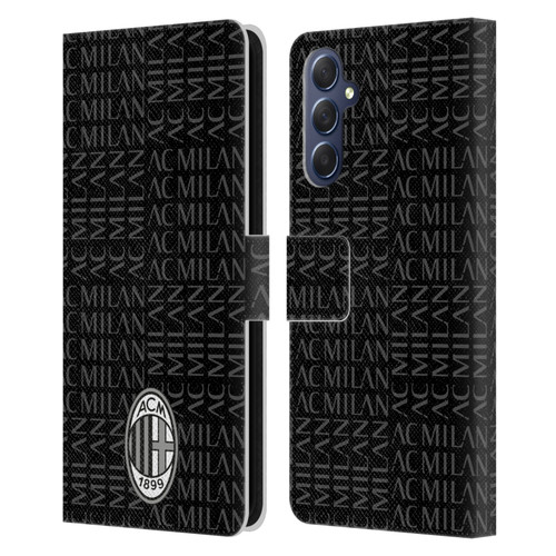 AC Milan Crest Patterns Black And Grey Leather Book Wallet Case Cover For Samsung Galaxy M54 5G