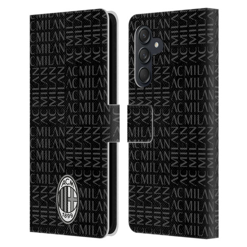 AC Milan Crest Patterns Black And Grey Leather Book Wallet Case Cover For Samsung Galaxy M55 5G