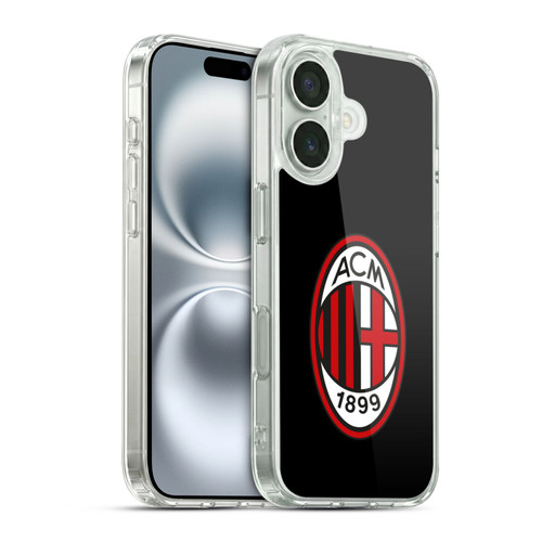 AC Milan Crest Full Colour Black Soft Gel Case for Apple iPhone 16 & MagSafe