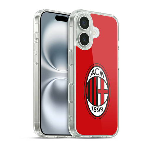 AC Milan Crest Full Colour Red Soft Gel Case for Apple iPhone 16 & MagSafe