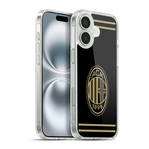 AC Milan Crest Black And Gold Soft Gel Case for Apple iPhone 16 Plus & MagSafe