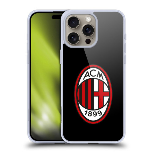 AC Milan Crest Full Colour Black Soft Gel Case for Apple iPhone 16 Pro Max & MagSafe