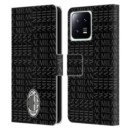 AC Milan Crest Patterns Black And Grey Leather Book Wallet Case Cover For Xiaomi 13 5G