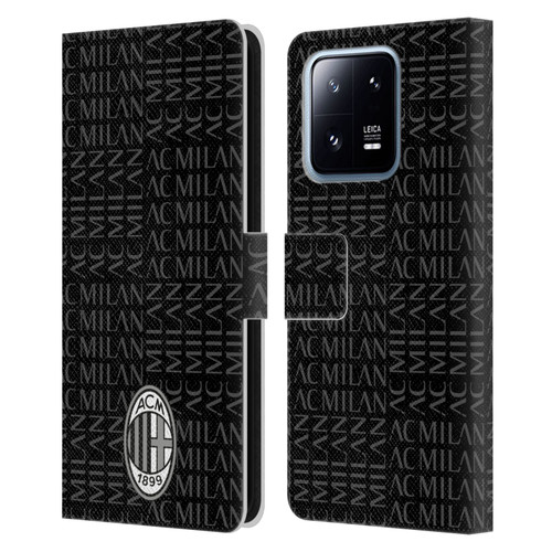 AC Milan Crest Patterns Black And Grey Leather Book Wallet Case Cover For Xiaomi 13 Pro 5G