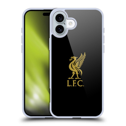 Liverpool Football Club Liver Bird Gold Logo On Black Soft Gel Case for Apple iPhone 16 Plus