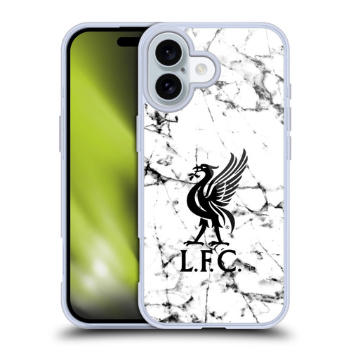 Liverpool Football Club Marble Black Liver Bird Soft Gel Case for Apple iPhone 16