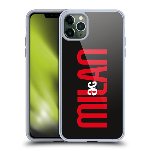 AC Milan Graphics Vertical Typography Soft Gel Case for Apple iPhone 11 Pro Max