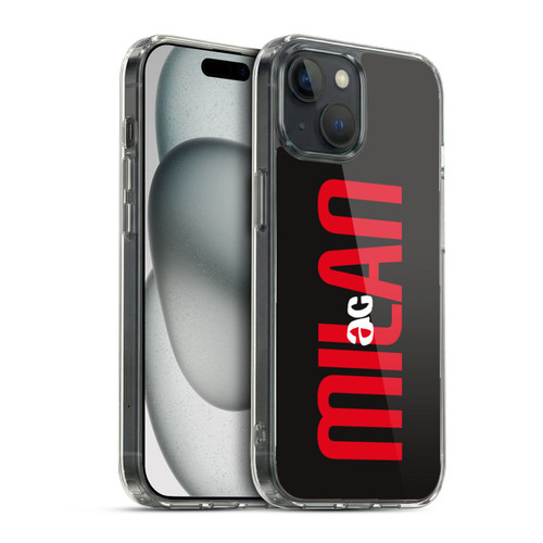 AC Milan Graphics Vertical Typography Soft Gel Case for Apple iPhone 15 & MagSafe