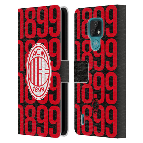 AC Milan Graphics Pattern Leather Book Wallet Case Cover For Motorola Moto E7