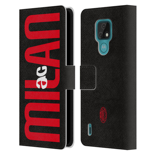 AC Milan Graphics Vertical Typography Leather Book Wallet Case Cover For Motorola Moto E7