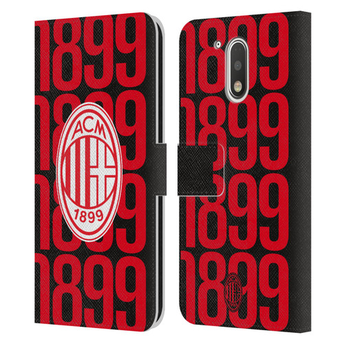 AC Milan Graphics Pattern Leather Book Wallet Case Cover For Motorola Moto G41