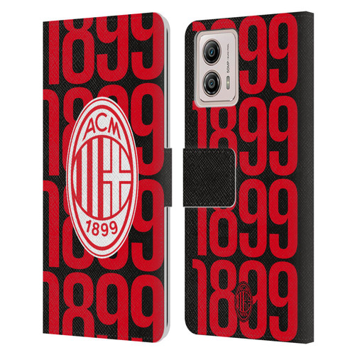AC Milan Graphics Pattern Leather Book Wallet Case Cover For Motorola Moto G53 5G