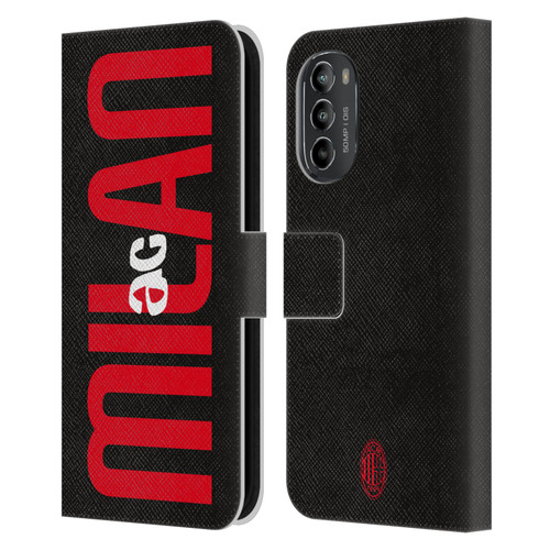 AC Milan Graphics Vertical Typography Leather Book Wallet Case Cover For Motorola Moto G82 5G