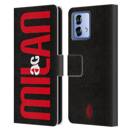 AC Milan Graphics Vertical Typography Leather Book Wallet Case Cover For Motorola Moto G84 5G