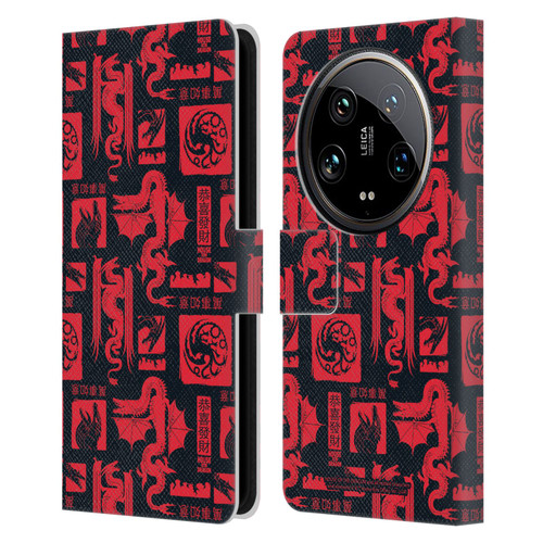 House Of The Dragon: Television Series Year Of The Dragon Logo Pattern Leather Book Wallet Case Cover For Xiaomi 14 Ultra