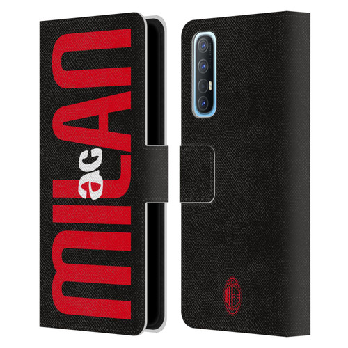 AC Milan Graphics Vertical Typography Leather Book Wallet Case Cover For OPPO Find X2 Neo 5G