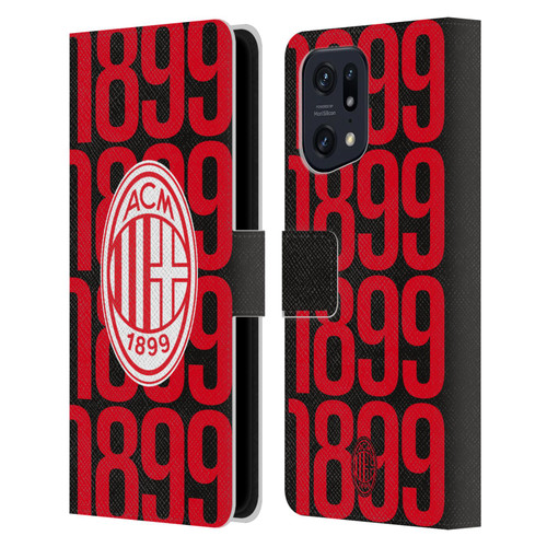 AC Milan Graphics Pattern Leather Book Wallet Case Cover For OPPO Find X5