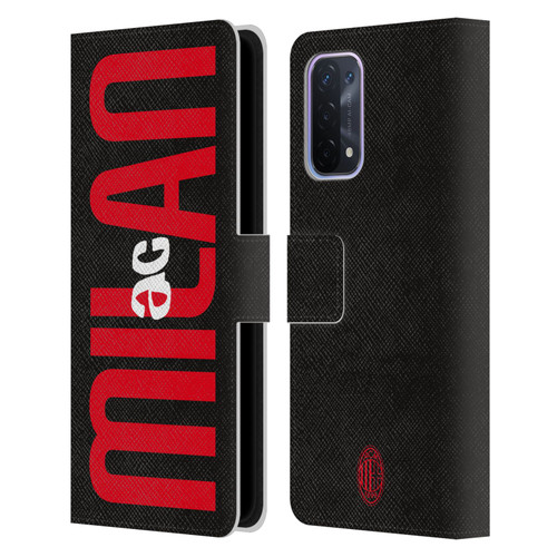 AC Milan Graphics Vertical Typography Leather Book Wallet Case Cover For OPPO A54 5G