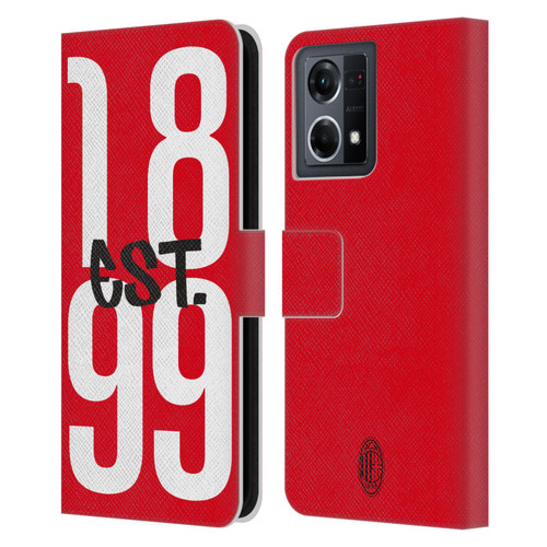 AC Milan Graphics Est. 1899 Leather Book Wallet Case Cover For OPPO Reno8 4G