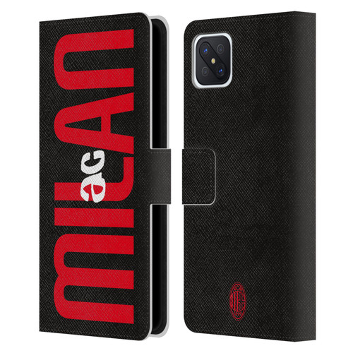 AC Milan Graphics Vertical Typography Leather Book Wallet Case Cover For OPPO Reno4 Z 5G