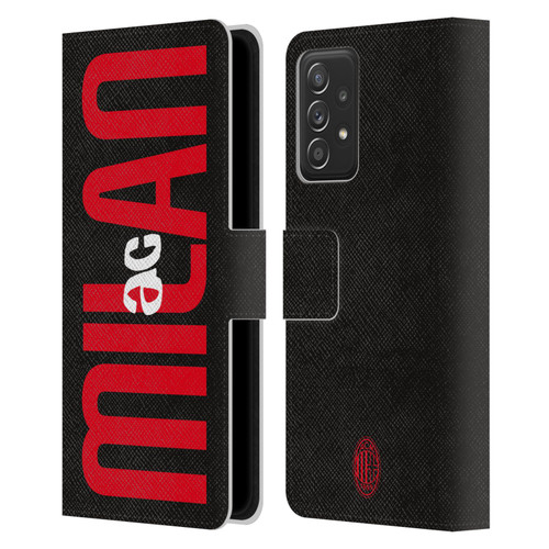 AC Milan Graphics Vertical Typography Leather Book Wallet Case Cover For Samsung Galaxy A52 / A52s / 5G (2021)