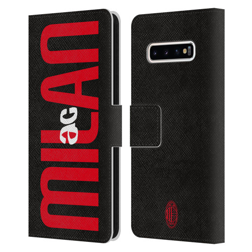 AC Milan Graphics Vertical Typography Leather Book Wallet Case Cover For Samsung Galaxy S10+ / S10 Plus