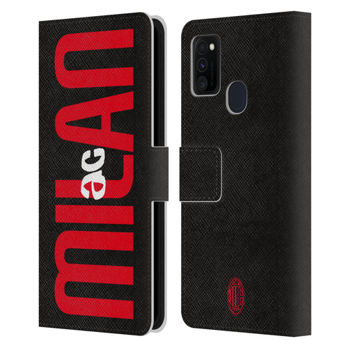 AC Milan Graphics Vertical Typography Leather Book Wallet Case Cover For Samsung Galaxy M30s (2019)/M21 (2020)