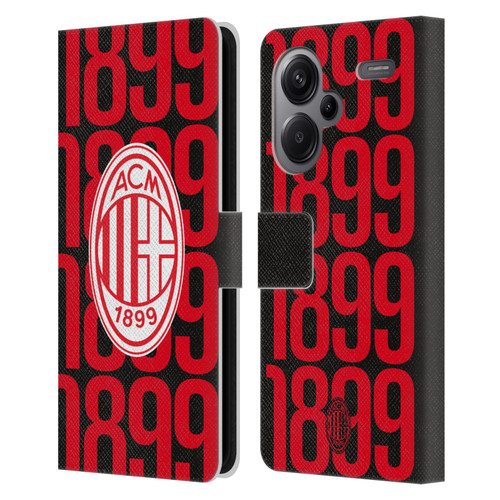 AC Milan Graphics Pattern Leather Book Wallet Case Cover For Xiaomi Redmi Note 13 Pro Plus 5G