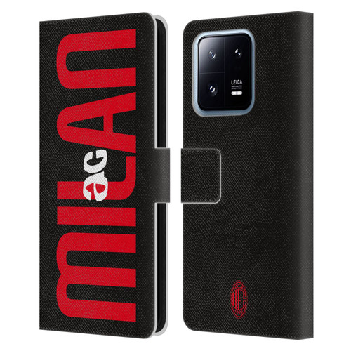 AC Milan Graphics Vertical Typography Leather Book Wallet Case Cover For Xiaomi 13 Pro 5G