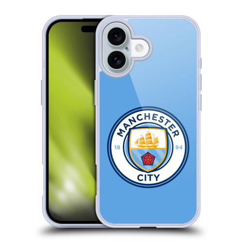 Manchester City Man City FC Badge Blue Full Colour Soft Gel Case for Apple iPhone 16