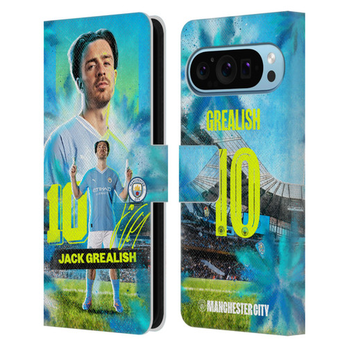 Manchester City Man City FC 2023/24 First Team Jack Grealish Leather Book Wallet Case Cover For Google Pixel 9 / Pixel 9 Pro