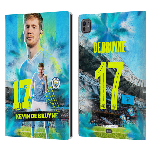 Manchester City Man City FC 2023/24 First Team Kevin De Bruyne Leather Book Wallet Case Cover For Apple iPad Pro 11 M4 2024