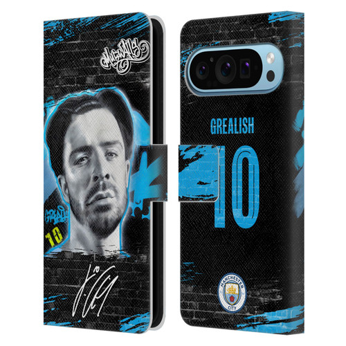 Manchester City Man City FC Graffiti Collection by Murwalls Jack Grealish Leather Book Wallet Case Cover For Google Pixel 9 / Pixel 9 Pro