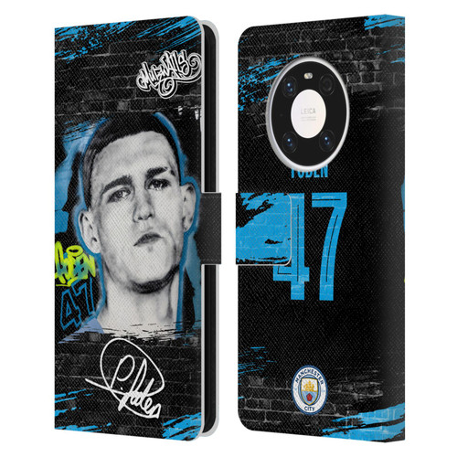 Manchester City Man City FC Graffiti Collection by Murwalls Phil Foden Leather Book Wallet Case Cover For Huawei Mate 40 Pro 5G